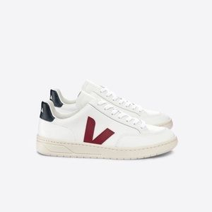 VEJA V-12 LEATHER SNEAKER - WHITE MARSALA NAUTICO